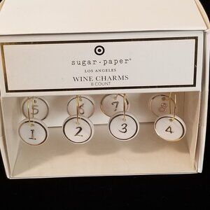 Sugar-Paper Los Angeles - Wine  Charms - 8 Count - White with Gold - New in Box